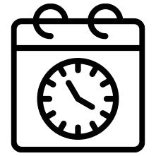 Icon representing schedule automation, letting users set specific times and actions in the Atomi Smart app.